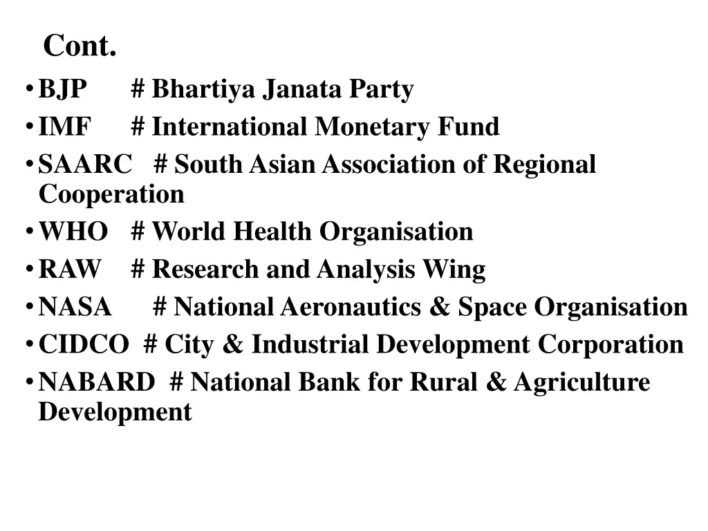 cont bjp imf saarc south asian association