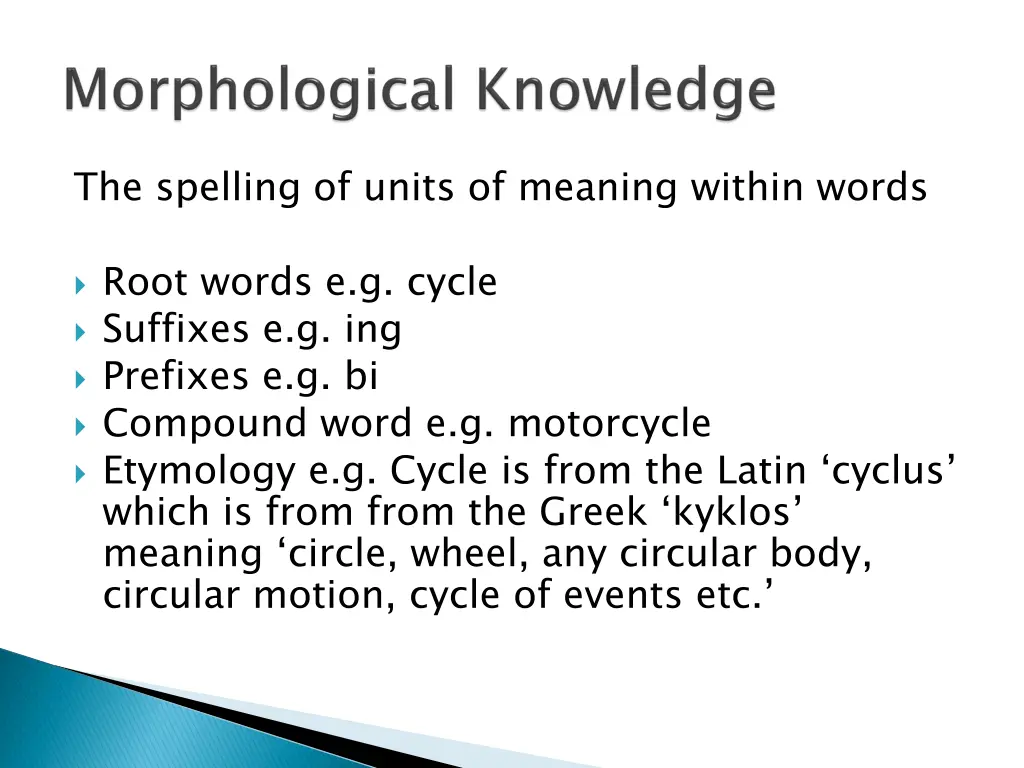 the spelling of units of meaning within words