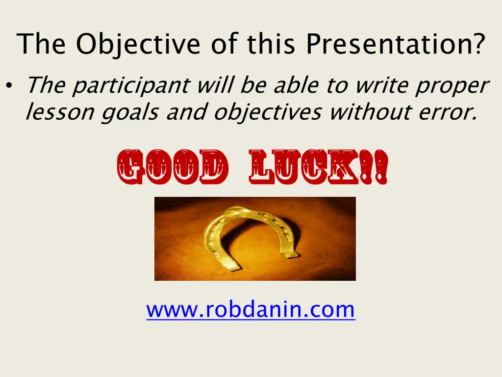 the objective of this presentation