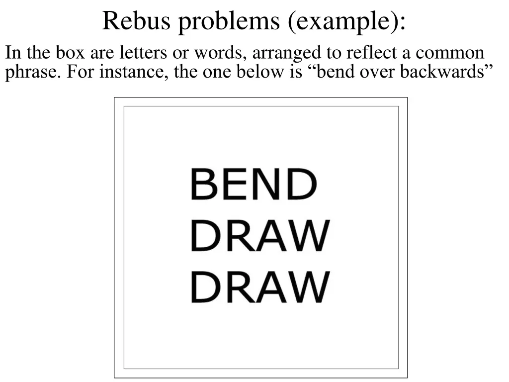 rebus problems example in the box are letters