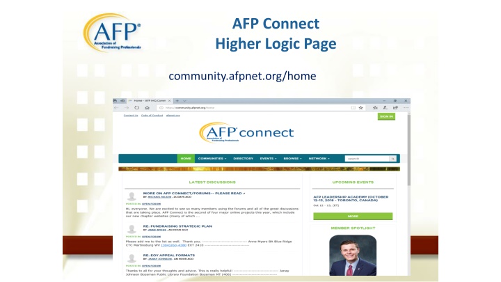 afp connect higher logic page