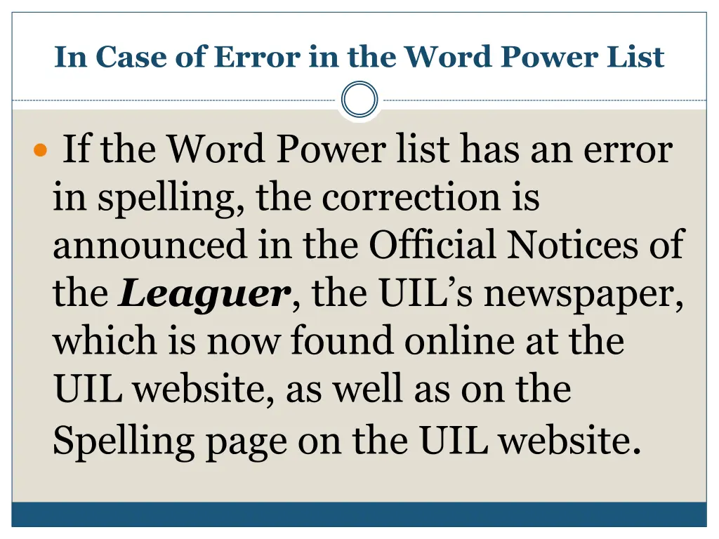 in case of error in the word power list