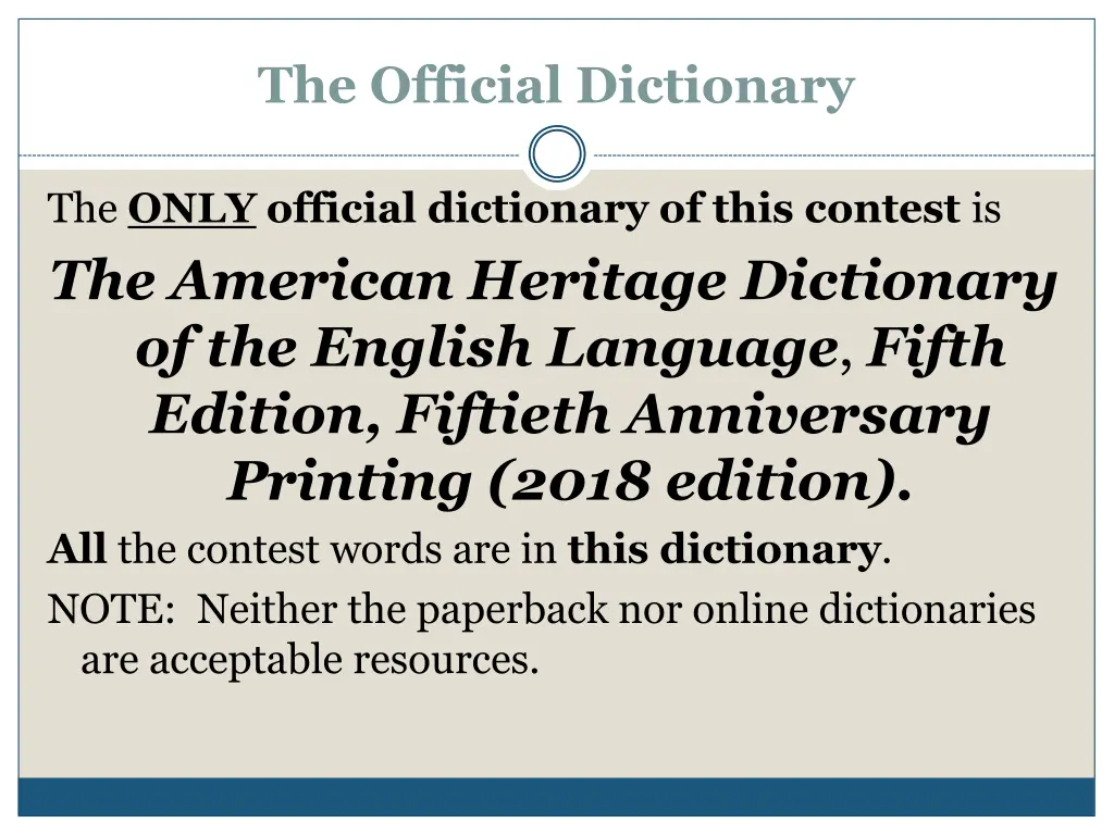 the official dictionary