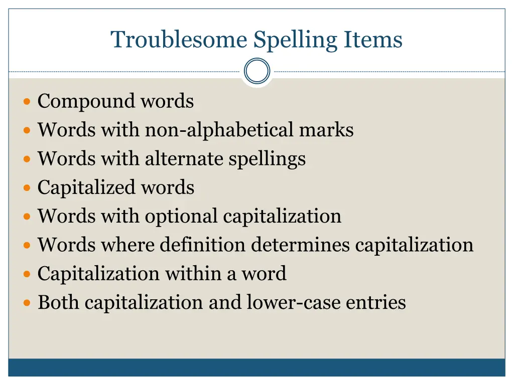 troublesome spelling items