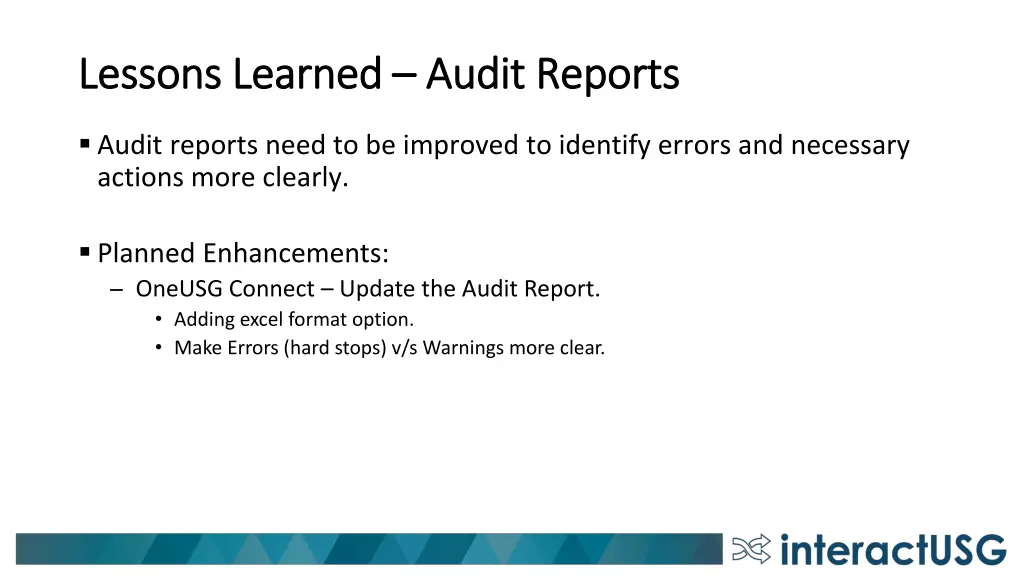 lessons learned lessons learned audit reports