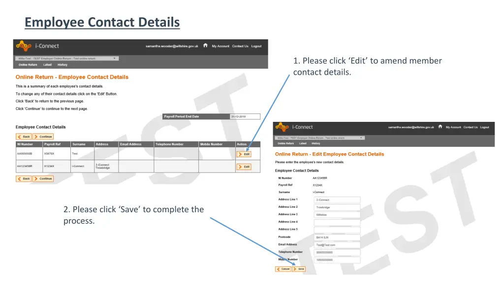 employee contact details