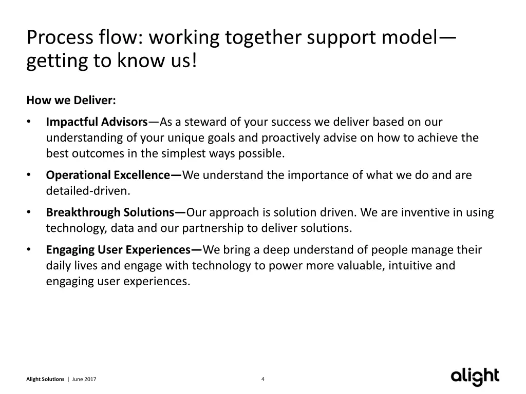 process flow working together support model 1