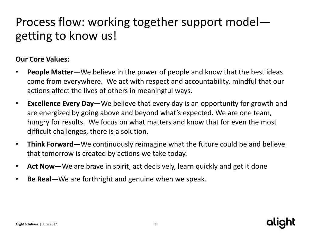 process flow working together support model