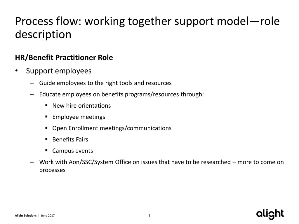 process flow working together support model role