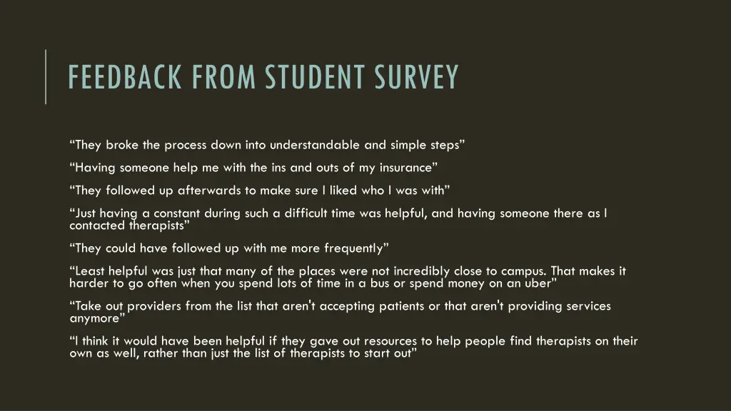 feedback from student survey