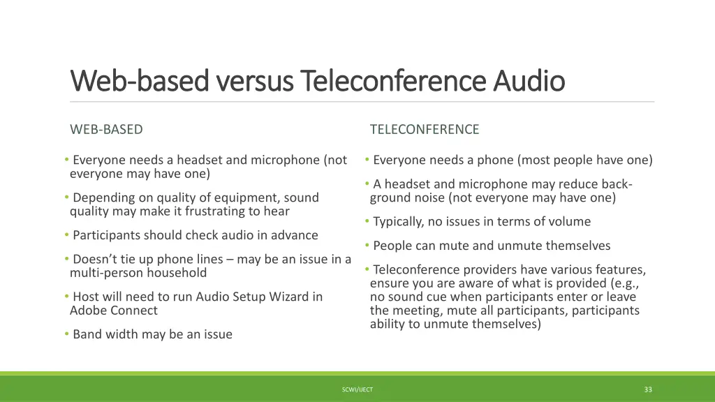 web web based versus teleconference audio based