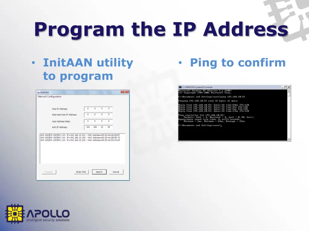 program the ip address