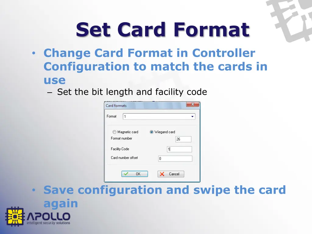 set card format change card format in controller