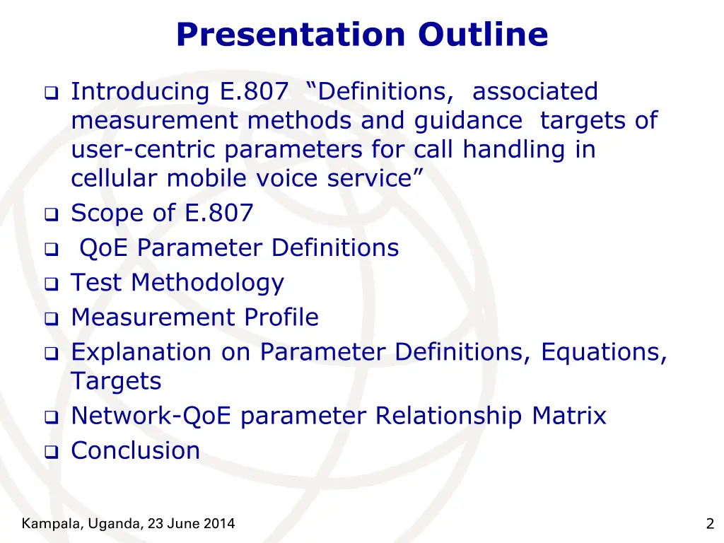 presentation outline