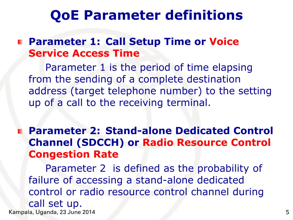 qoe parameter definitions