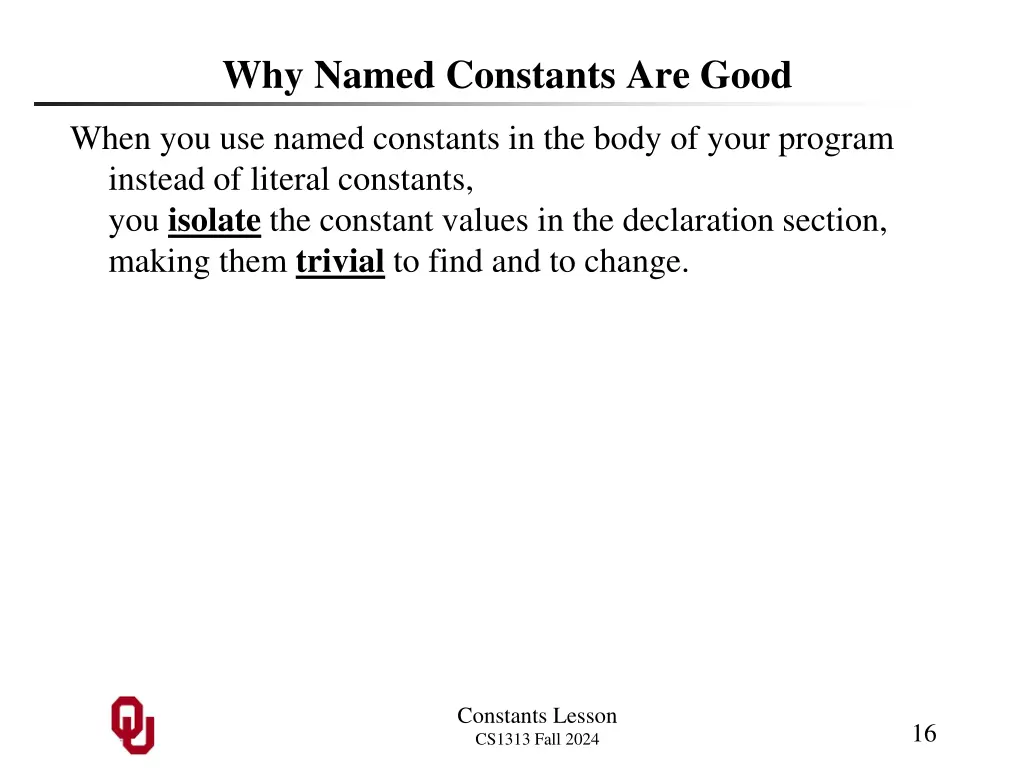 why named constants are good