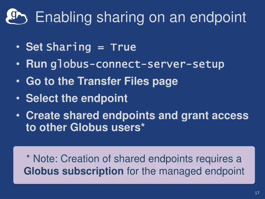 enabling sharing on an endpoint