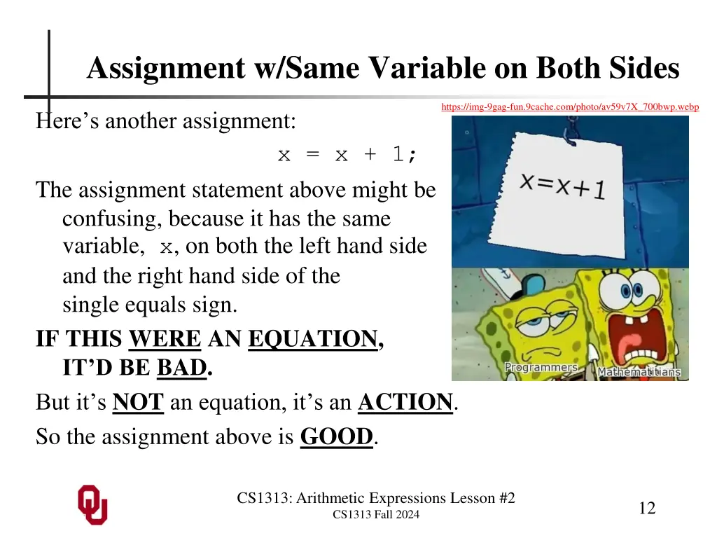 assignment w same variable on both sides