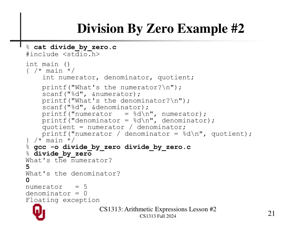 division by zero example 2