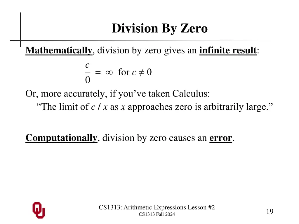 division by zero