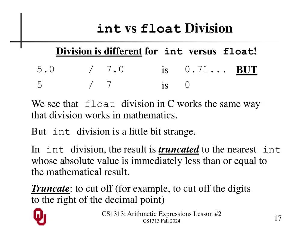 int vs float division