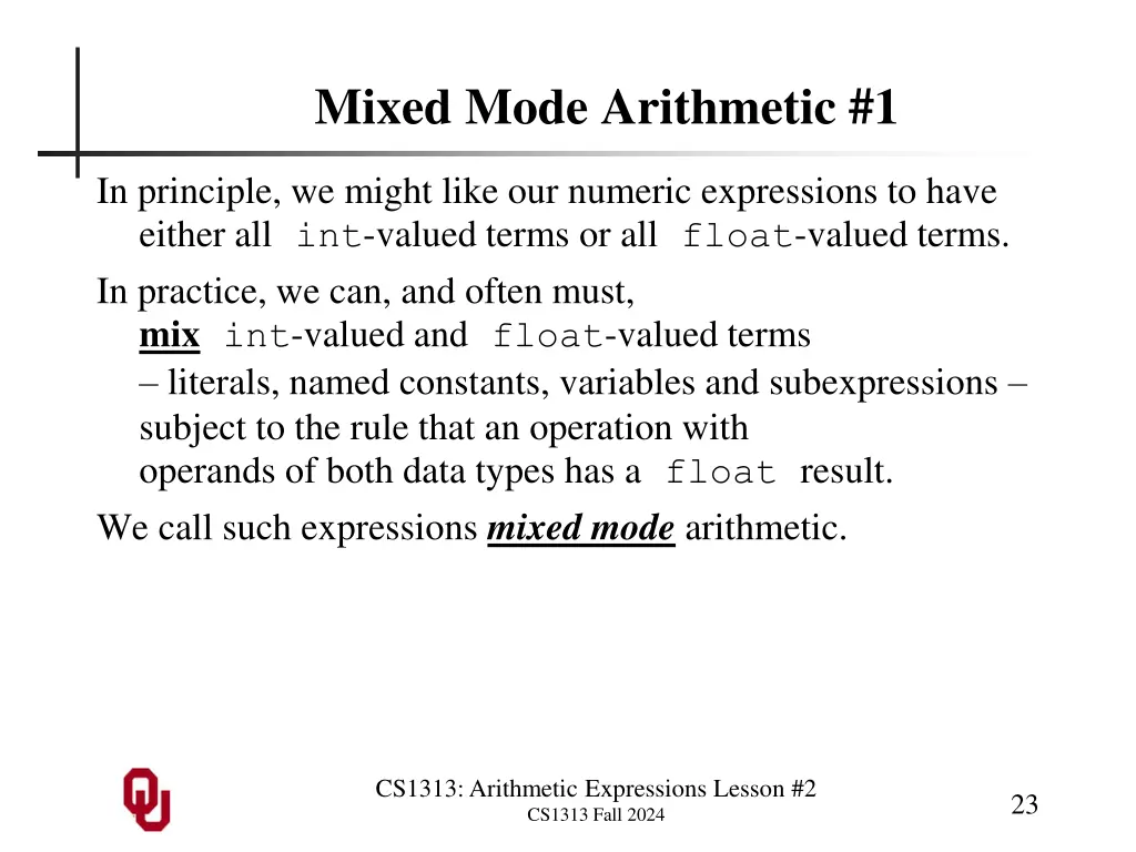 mixed mode arithmetic 1