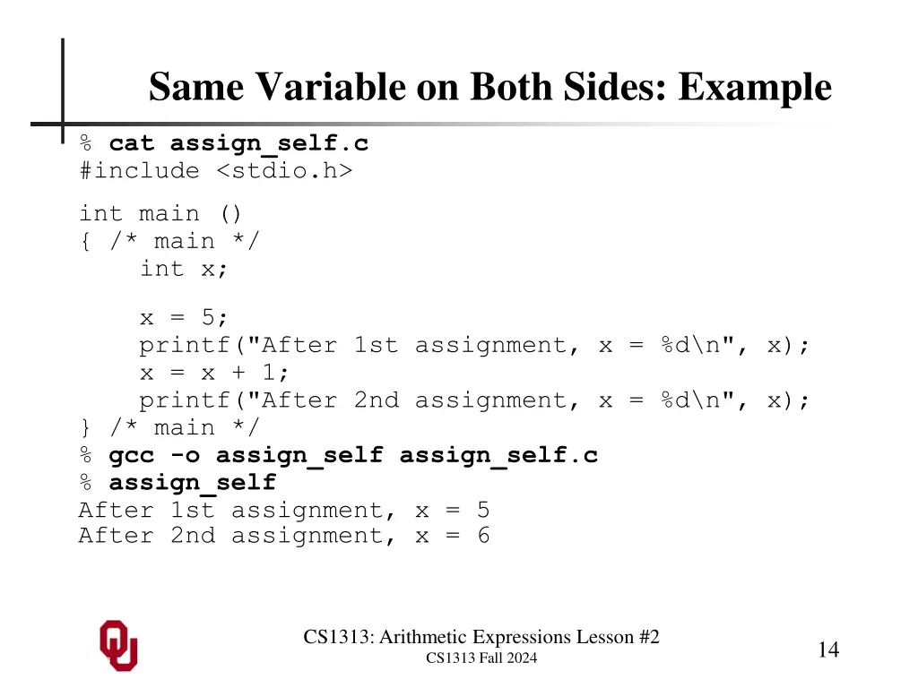 same variable on both sides example