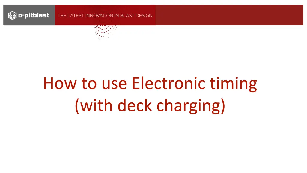 how to use electronic timing with deck charging