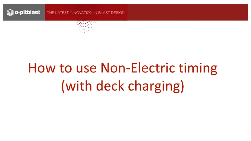 how to use non electric timing with deck charging