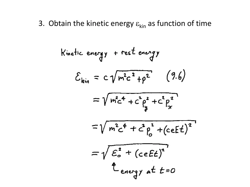 3 obtain the kinetic energy kin as function