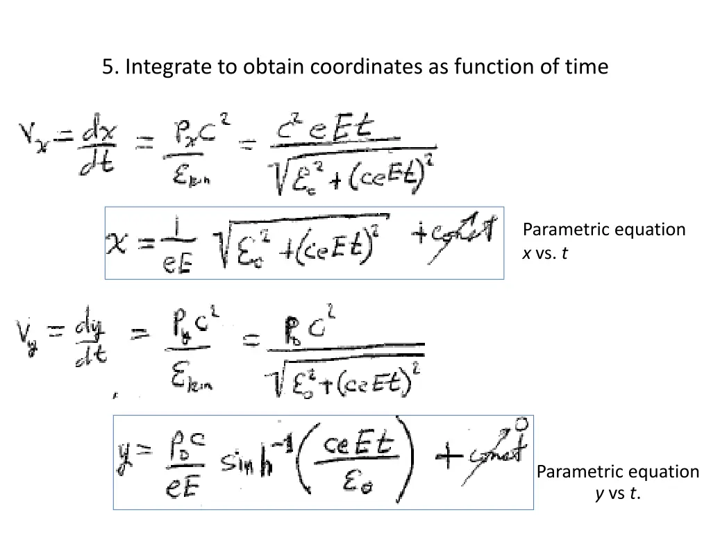 5 integrate to obtain coordinates as function