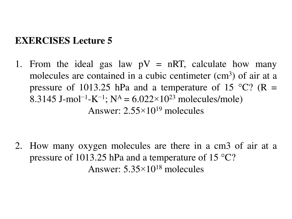 exercises lecture 5