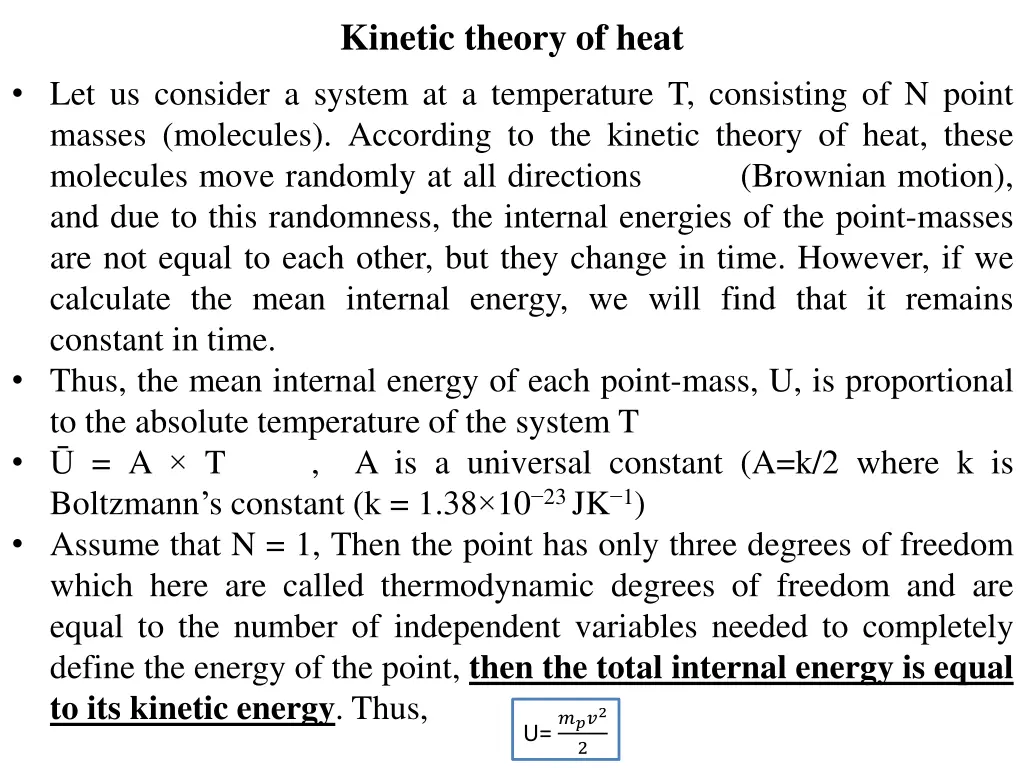 kinetic theory of heat