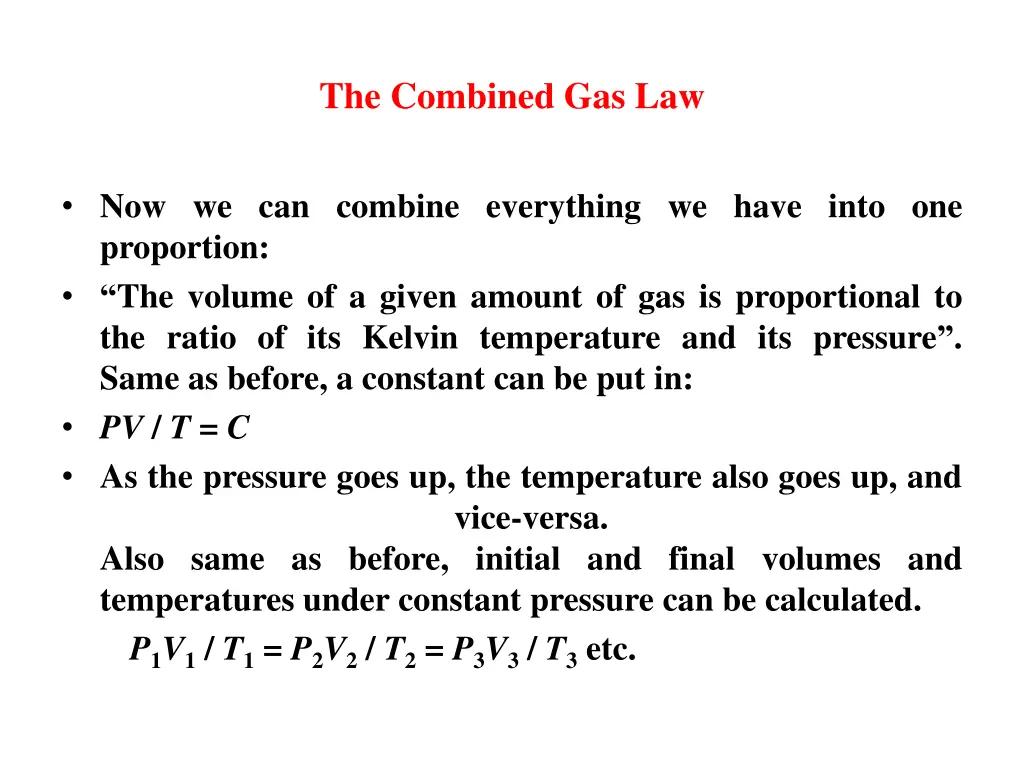 the combined gas law