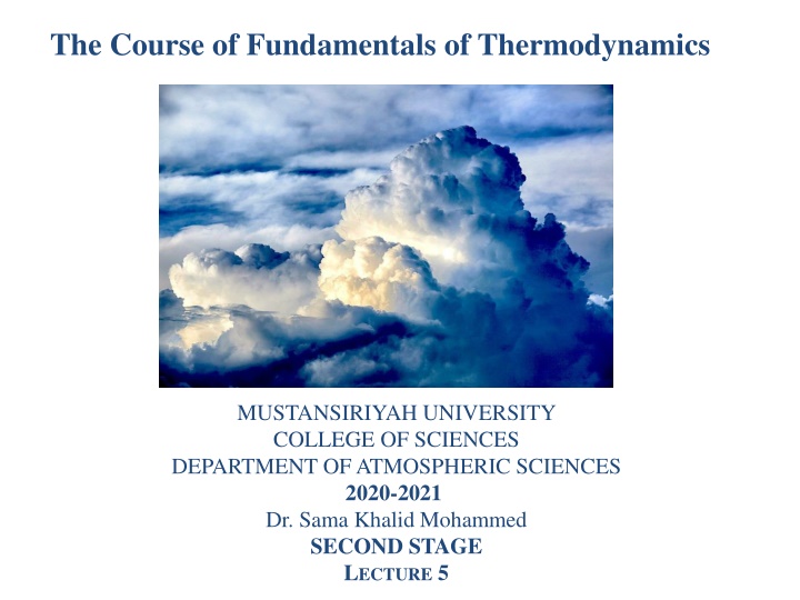 the course of fundamentals of thermodynamics