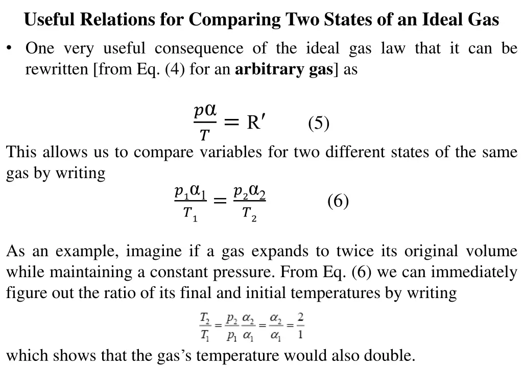 useful relations for comparing two states