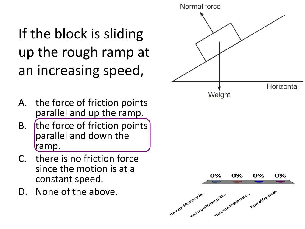 if the block is sliding up the rough ramp 1