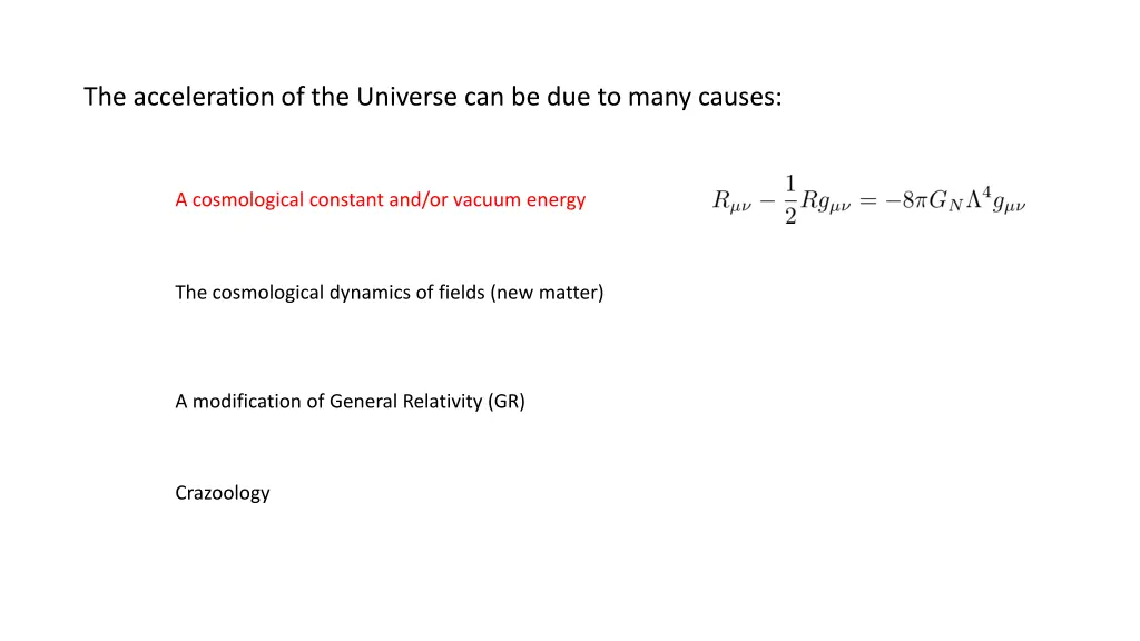 the acceleration of the universe