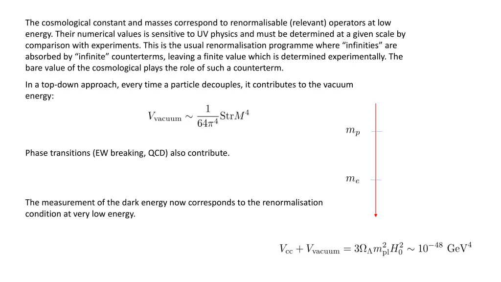 the cosmological constant and masses correspond