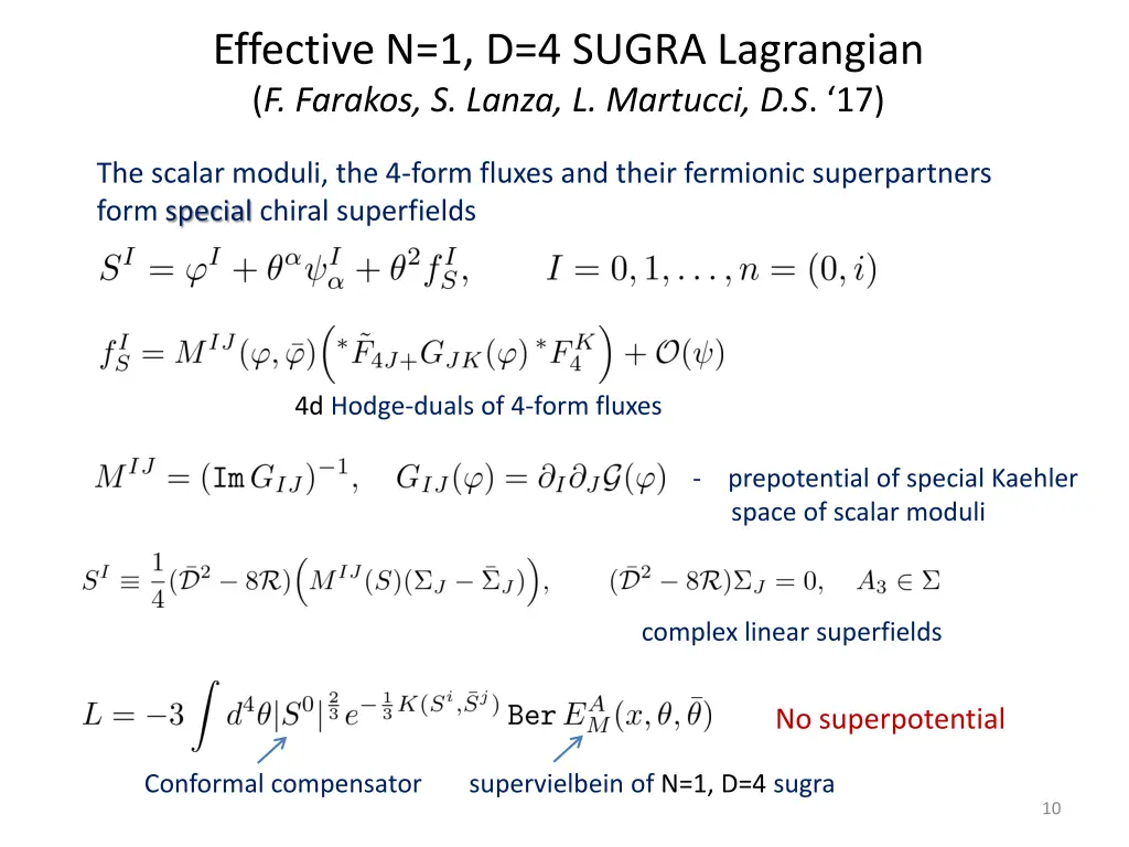 effective n 1 d 4 sugra lagrangian f farakos