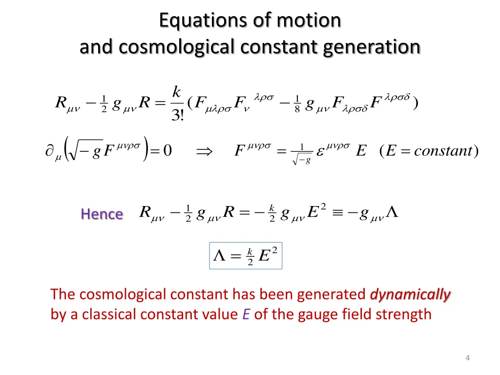 equations of motion and cosmological constant