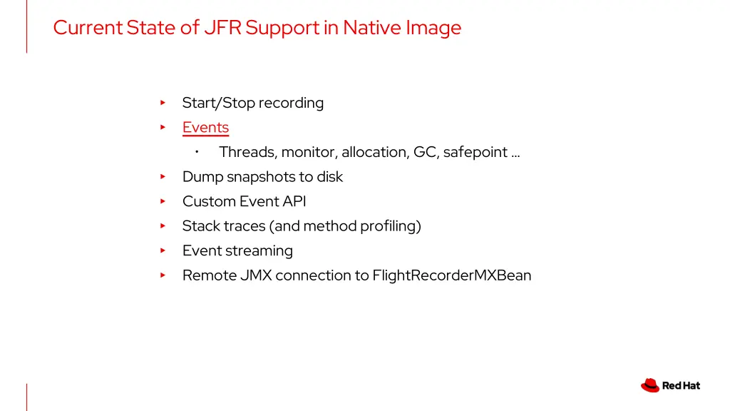 current state of jfr support in native image