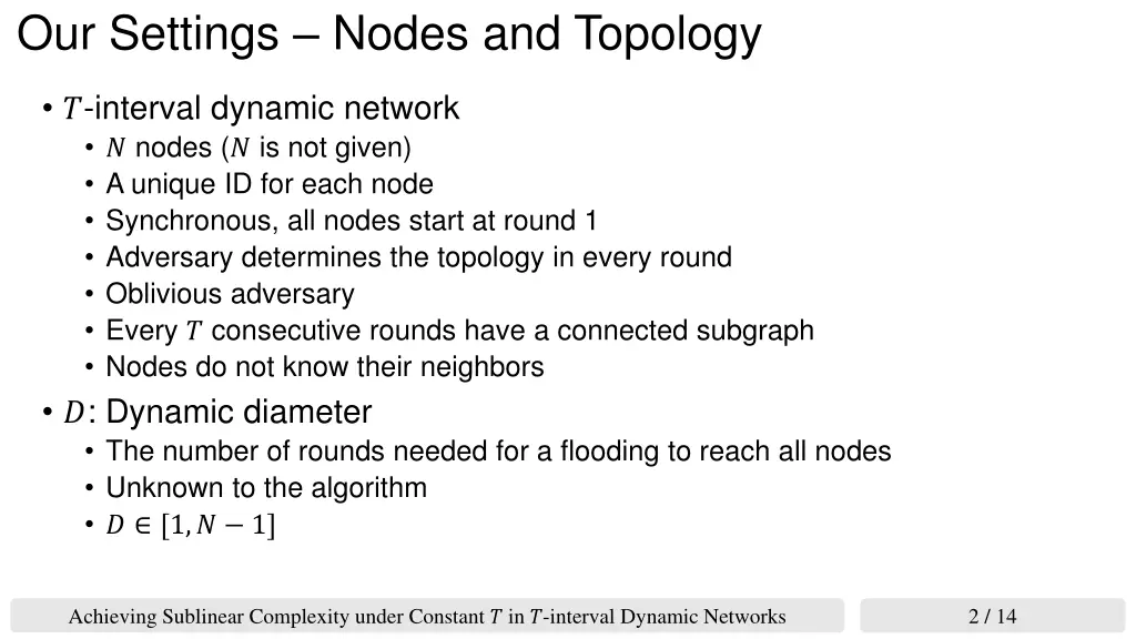 our settings nodes and topology