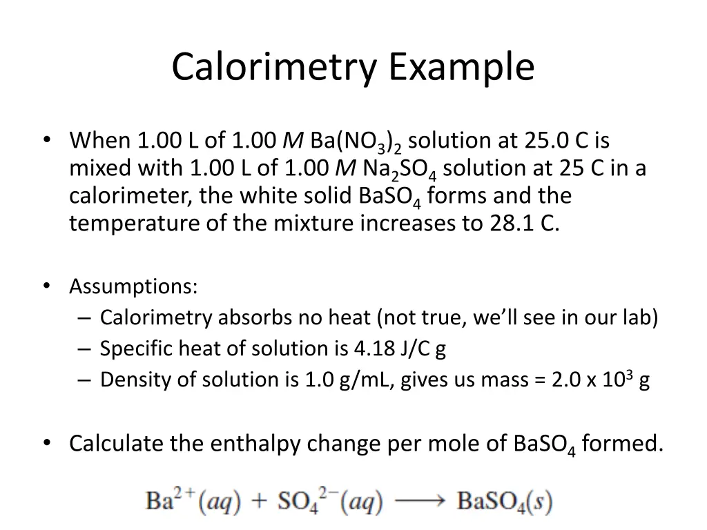 calorimetry example