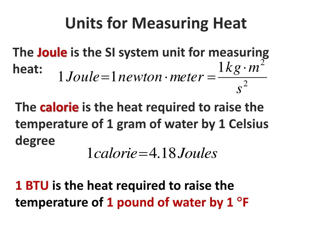 units for measuring heat