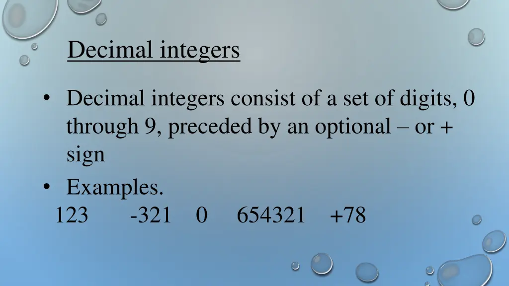 decimal integers