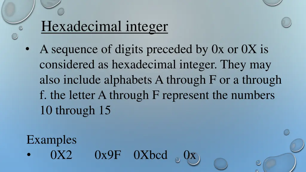 hexadecimal integer