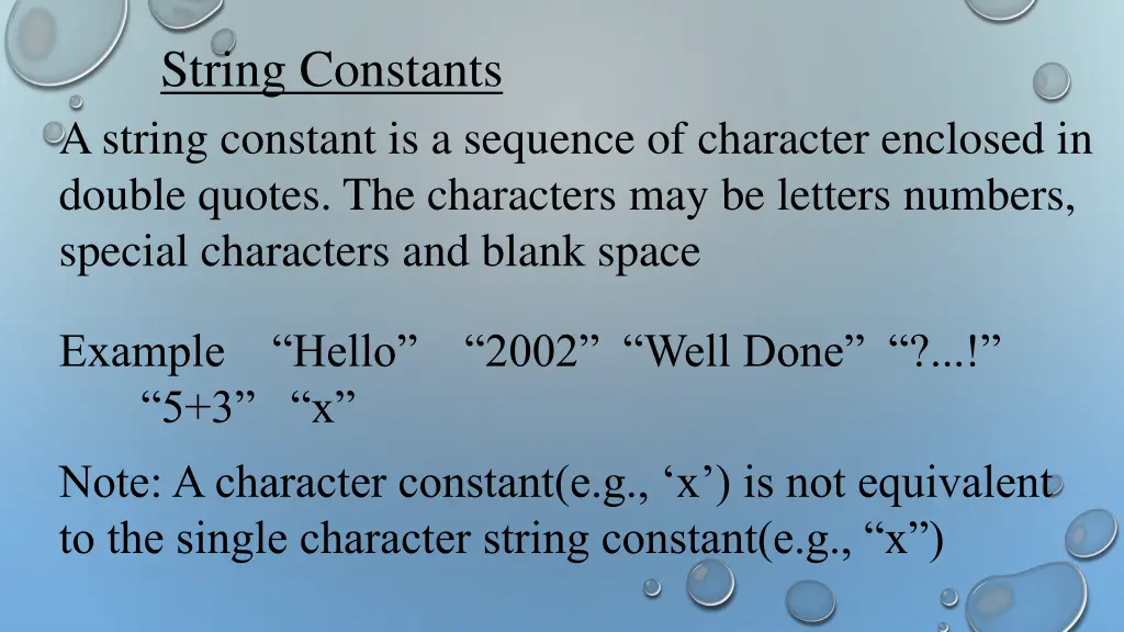 string constants a string constant is a sequence