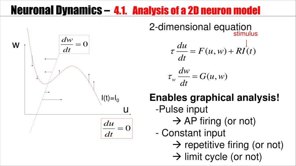 neuronal dynamics 4 1 analysis of a 2d neuron