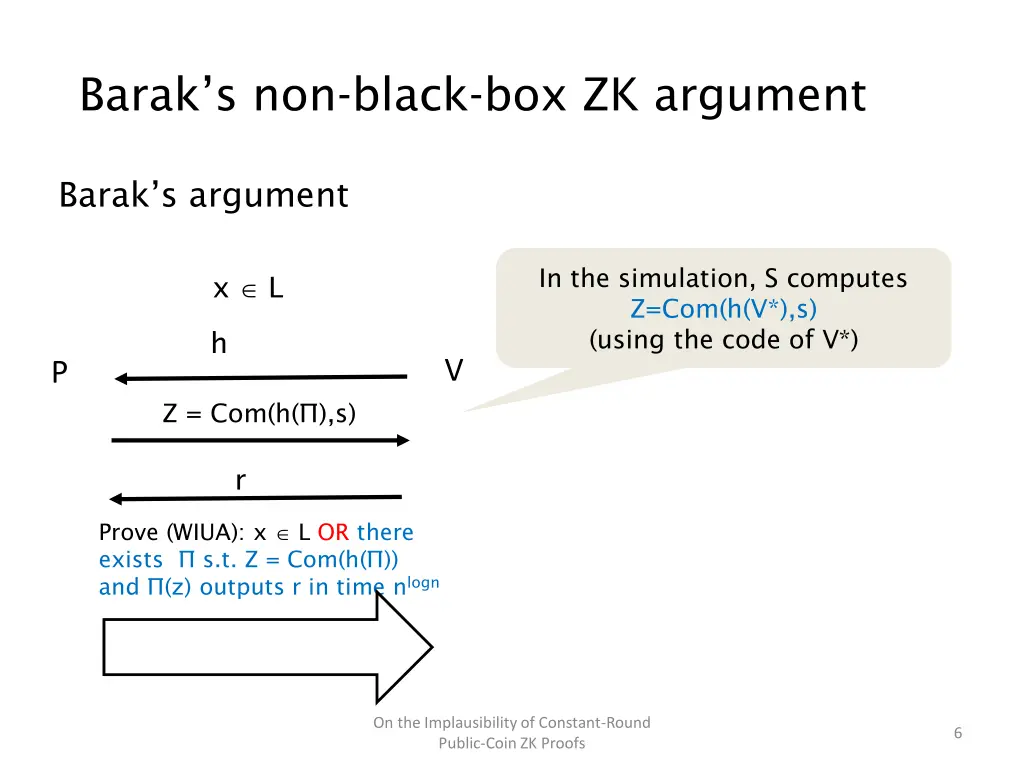 barak s non black box zk argument